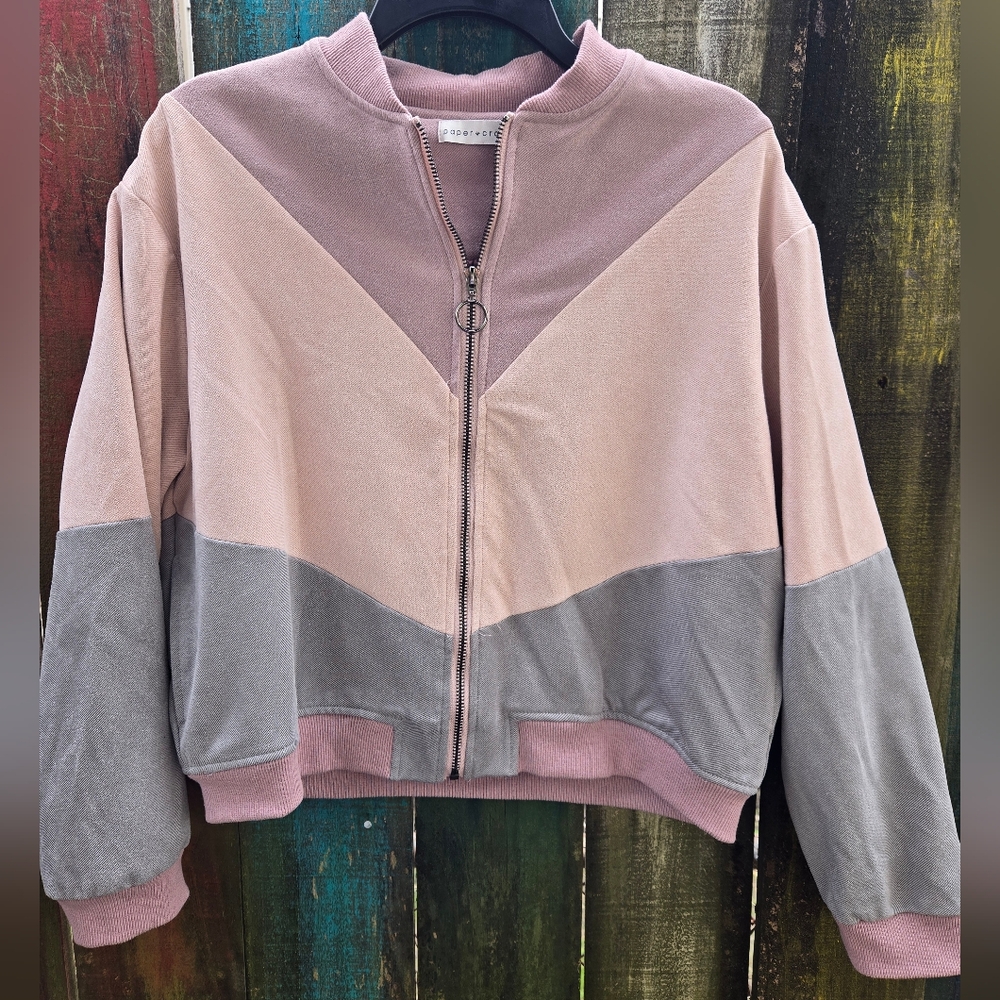 Paper Crane Bomber Jacket Womens Medium Zip Up